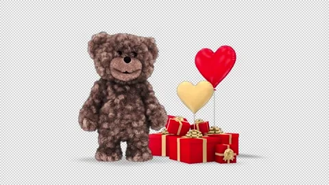 Teddy Bear Congratulation Loop on Alpha Channel Stock Footage 154681721