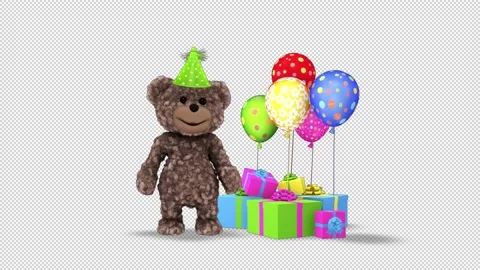 Teddy Bear Congratulation Loop on Alpha Channel Stock Footage 162881133