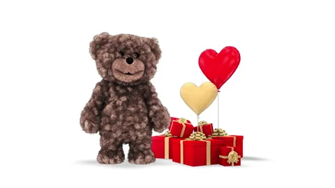 Teddy Bear Congratulation Loop on White Background Stock Footage 155234174