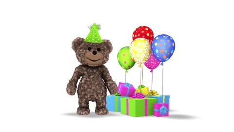 Teddy Bear Congratulation Loop on White Background Stock Footage 162881050