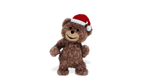 Teddy Bear Dancing Christmas Looped White Background Stock Footage 170184889