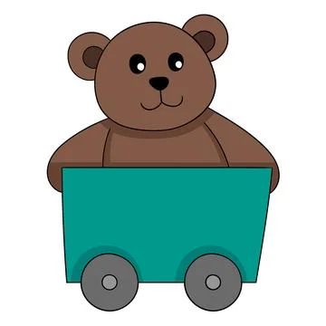 Teddy bear doll is sitting on the train 스톡 일러스트