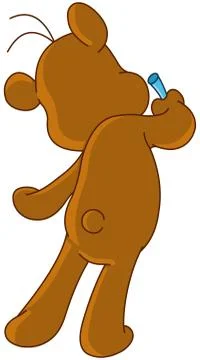 Teddy bear drawing on wall Stock Illustration