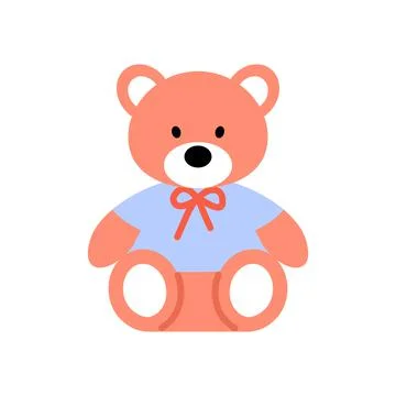 Teddy bear flat icon. Cute brown character. Stock Illustration