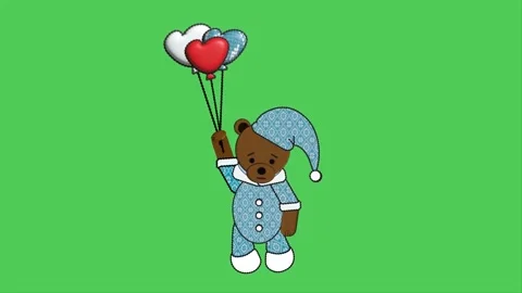 Teddy Bear flies on balloons Video stock 169798191