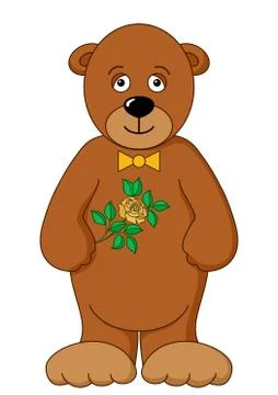 Teddy bear with flower Stock Illustration