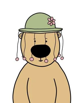 Teddy bear in a funny hat Illustrazione stock