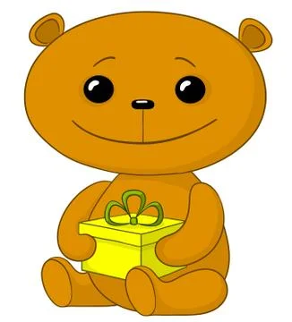 Teddy bear with a gift box Stock Illustration