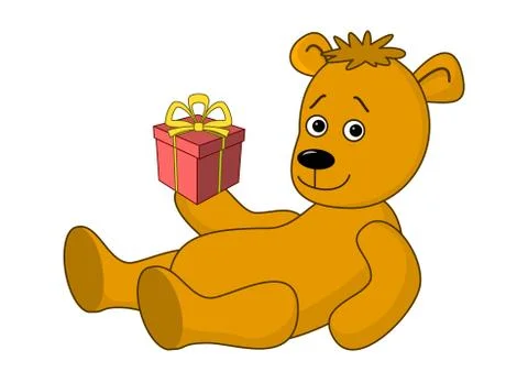 Teddy bear with a gift box Stock Illustration