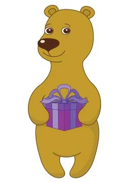 Teddy bear with gift box Stock-Illustration