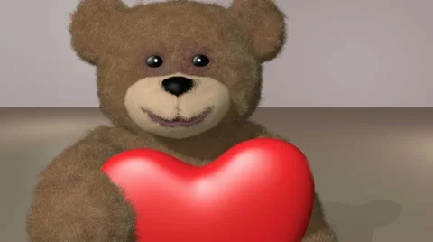 Teddy bear giving a heart, with alpha channel 스톡 동영상 10587326