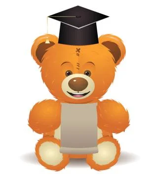 Teddy Bear in Graduation Hat Stock Illustration