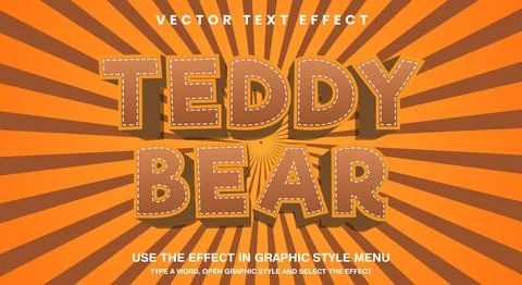 Teddy Bear graphic style editable text effect 스톡 일러스트