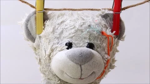 Teddy bear on a hanging rope Video stock 156623374