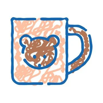 Teddy bear head illustration on coffee cup Stock Illustration
