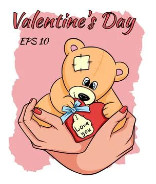 Teddy bear with a heart in his hands. Stock Illustration