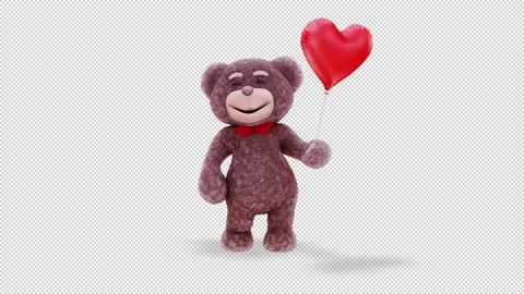 Teddy Bear Heart Loop on Alpha Channel Stock Footage 150095136