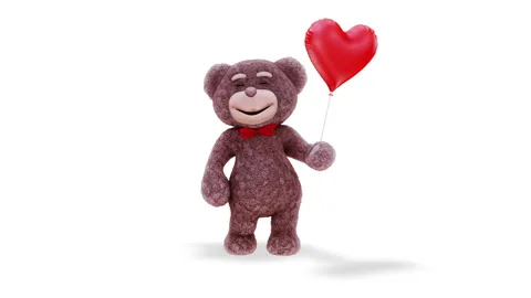Teddy Bear Heart Loop on White Background 库存影片 150095263