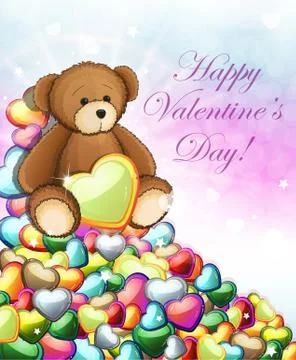 Teddy bear with hearts Stock Illustration