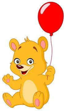 Teddy bear holding balloon Stock Illustration
