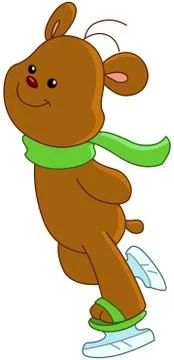 Teddy bear ice skating Stock Illustration