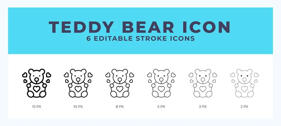 Teddy bear icon with editable stroke. Outline icon vector illustration. Stock Illustration
