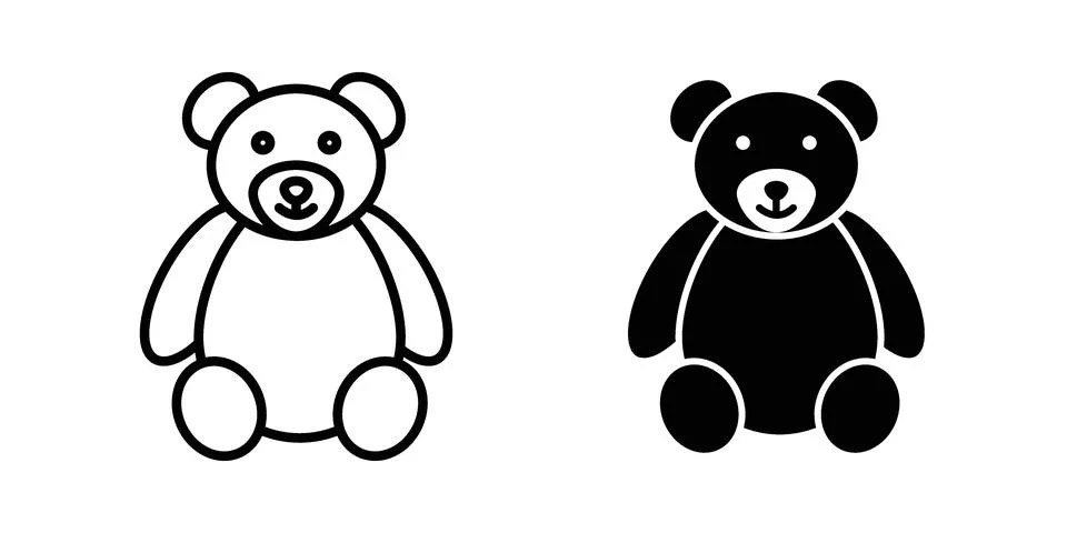 Teddy bear icon set modern line and solid style collection. Stock Illustration