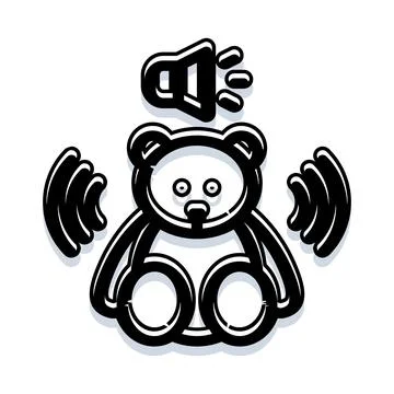 Teddy bear icon speaking sound waves concept Stock Illustration