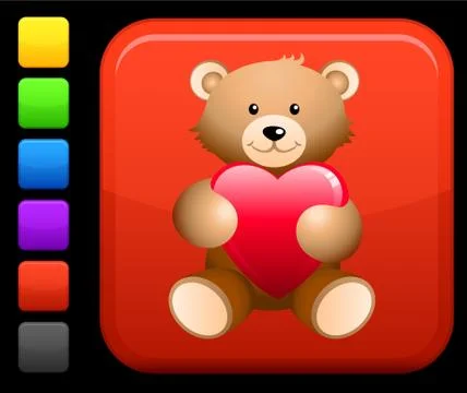 Teddy bear  icon on square internet button Stock Illustration