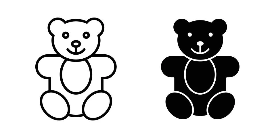 Teddy bear icon symbol. Flat and Stroke Vector illustration Illustrazione stock