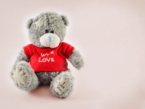 Teddy bear isolated on white background funny romance Stock Photos