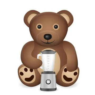 Teddy bear with kitchen blender Stock Illustration