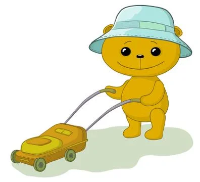 Teddy bear lawnmower Stock Illustration