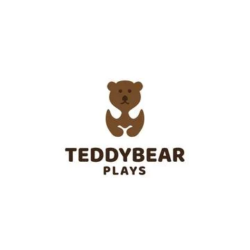 Teddy bear logo. Cute and funny bear cub logo silhouette Stock Illustration