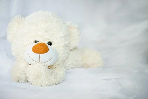Teddy Bear lying in the bed Stock Photos