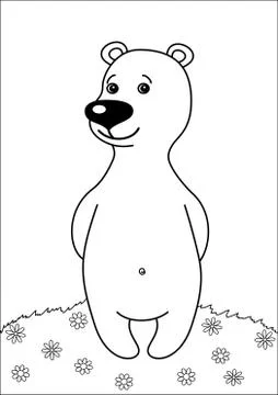 Teddy bear on a meadow, contours Stock Illustration