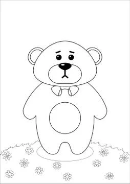 Teddy bear on a meadow, contours Stock Illustration