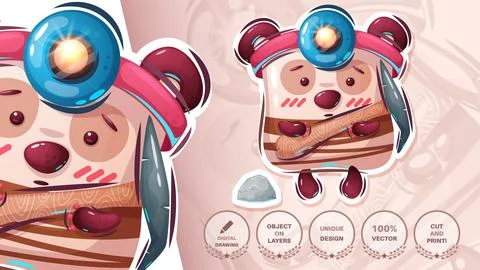 Teddy bear miner - seamless pattern Stock Illustration