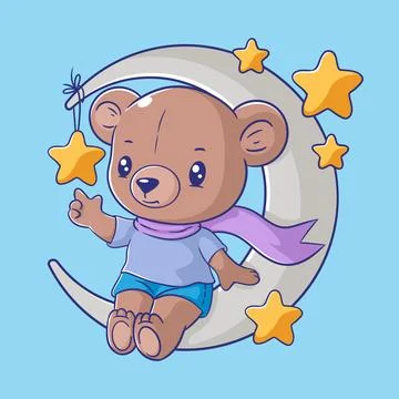 Teddy bear on the moon Ilustração Stock