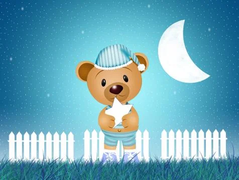 Teddy bear by night Stock Illustration