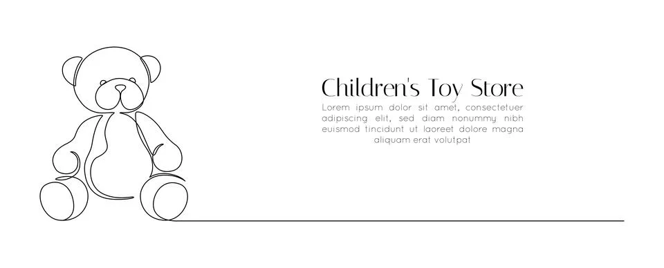 Teddy Bear in One continuous drawing . Soft Baby toy symbol of childrens Stock Illustration