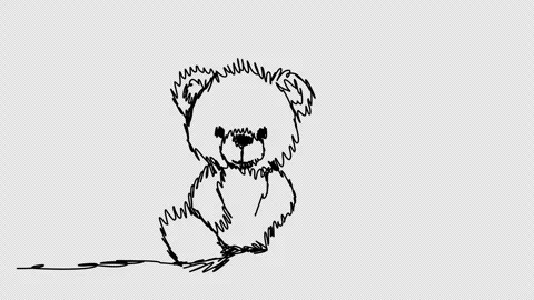 Teddy bear. One line drawing animation. Video clip with alpha channel. Stock Footage 310268310