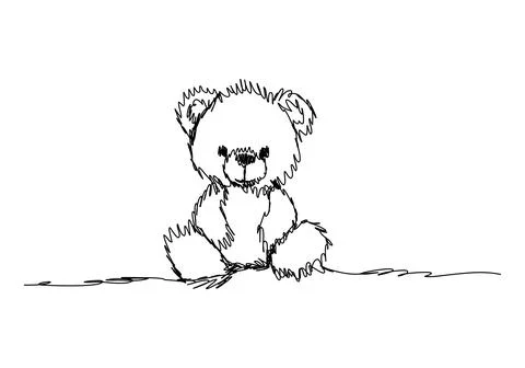 Teddy bear. One line drawing vector illustration. Stock Illustration