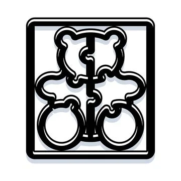 Teddy bear outline forming a four piece puzzle イラスト素材