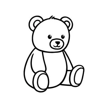 Teddy bear outline vector silhouette for coloring Stock Illustration