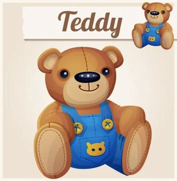 Teddy bear in overalls Stock Illustration