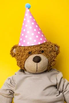 Teddy Bear with a Party Hat and a Pullover. Stock Photos