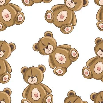 Teddy bear pattern design, cute kids print 스톡 일러스트