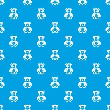 Teddy bear pattern seamless blue Stockillustratie