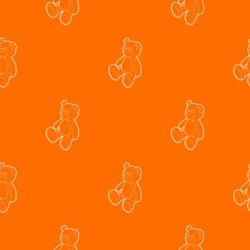 Teddy bear pattern vector orange Stock Illustration